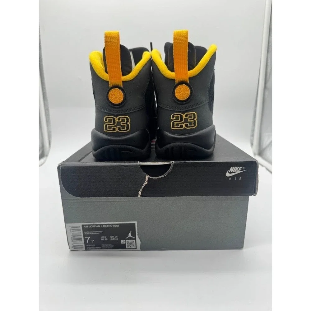 Air Jordan 9 Retro GS Black University Gold 302359-070 Size 7Y Kids Sneakers